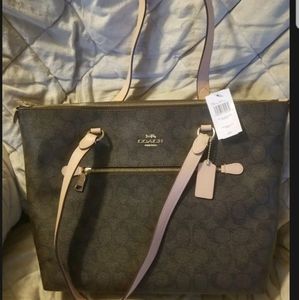 NWT AUTHENTIC Coach Tote Satchel Purse Signature Brown/Peach